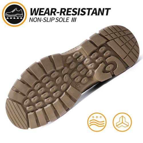 Image of Steel Toe Boots for Men Indestructible Construction Steel Toe Work Shoes Breathable Lightweight High Top Safety Work Boots for Men.