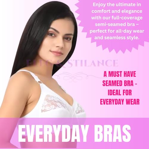 Image of ELEG & STILANCE Women's Cotton Plus Size Minimizer Bra Non-Padded Big Bust Support with Adjustable Straps Soft & Comfortable Everyday Bra