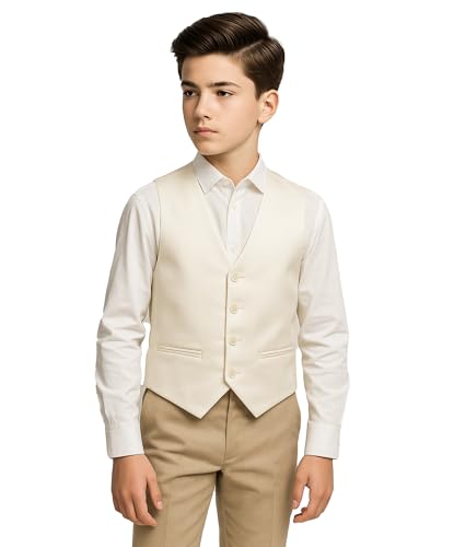 Boys’ Classic Ivory Vest with Adjustable Back – Formal Dress Vest for Weddings, Parties & Special Occasions