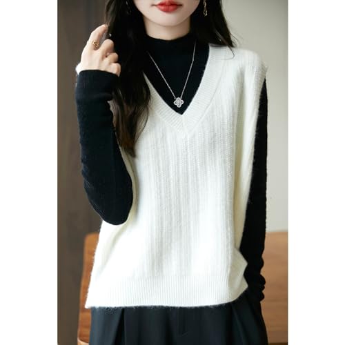 Image of Blostirno Women's Sweater Vest V Neck Sleeveless Solid Trendy Ribbed Knit Pullover Sweaters Crochet Flower Tank Tops