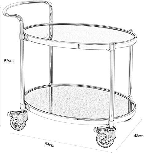 Chariot de service hôtelier en acier inoxydable avec 2 étagères, roues verrouillables, poignée ergonomique, étagères ignifuges, 92 x 48 x 97 cm, idéal pour l'hôtellerie et la restauration