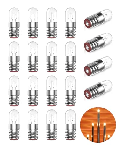 Luxvista E5 12V 1W, Ampoules de Rechange E5/E5.5 Dimmable Blanc Chaud 2400K Ampoule Bougie Remplacer, pour Lumières de Fées, Lustre, Arche Lumineuse, Guirlandes de Noël (Lot de 20