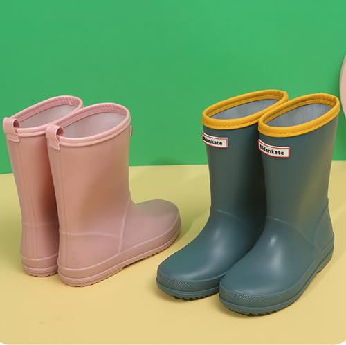 Kids Rain Boots Boys Girls Solid Color Simple Waterproof Anti-Slip Unisex Lightweight Mid-calf Boots Rainboot Shoes3