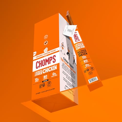 Image of Chomps Original Chicken, Antibiotic Free, 10ct, Protein Snack Stick | Keto, Paleo, Gluten Free Chicken Stick, Zero Sugar Food, Whole30 approved, Low Carb Snack, On-The-Go Nutrition, 12g Protein
