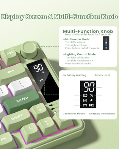 Image of Womier DK75 75% Wireless Gaming Keyboard, RGB Backlit Creamy Keyboard with Media Knob, OLED Screen, Tri-Mode 2.4GHz /USB-C /BT5.0, Anti-Ghosting No-Conflict Silent Membrane Keyboard for MAC Windows