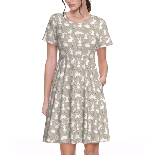 Robe décontractée motif lapin de Pâques floral idéale pour le bureau
