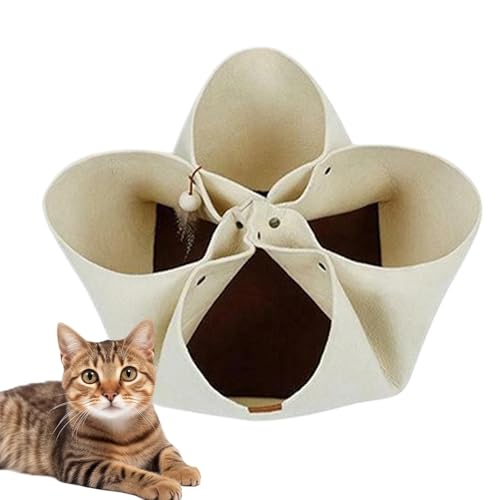 Folding Cat Tunnel, Foldable Kitten Hideplace, Interactive Pet Play Tunnel Toy, Portable Cat Tunnel Cave, Felt Cat Tunnel Toy, C
