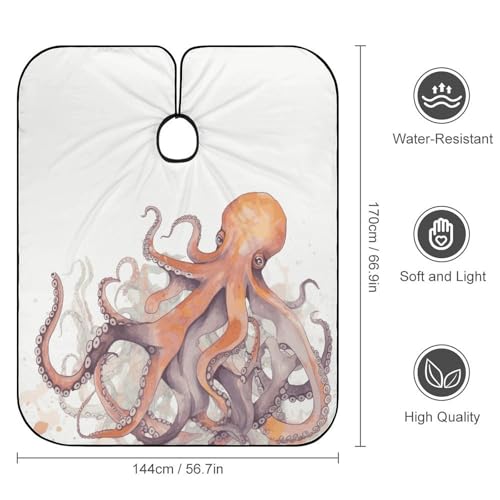 Capa para corte de cabello con tentáculos de pulpo, cierre ajustable miniatura 2