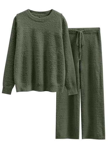 ANRABESS Women's Fuzzy Fleece Pajama Sets 2 Piece Outfits Long