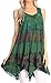 Sakkas Priya Sleeveless Tie Dye Handkerchief Hem Tunic with Smocked Racerback