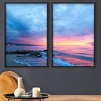 2 Piece Framed Canvas Wall Art Sunset Canvas Prints Home Artwork Decoration for Living Room,Bedroom - 16