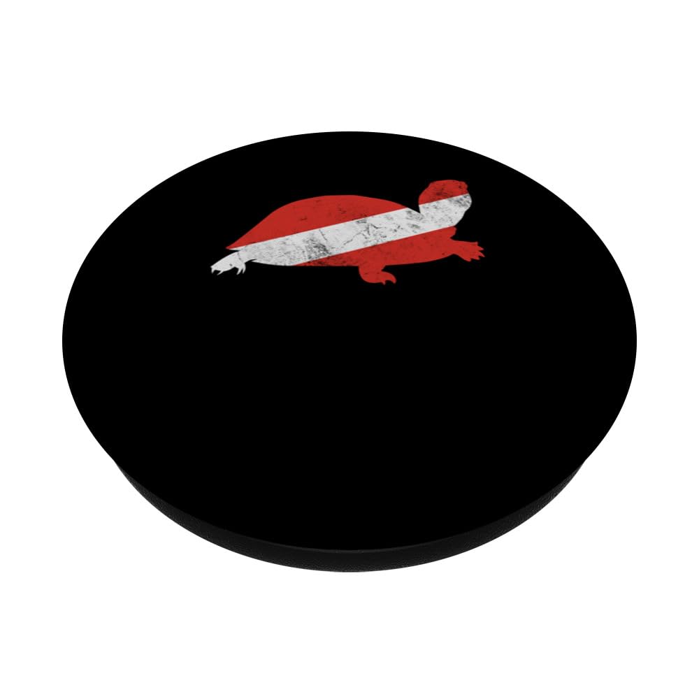 Sea Turtle Dive Flag Scuba Diving Lovers PopSockets Swappable PopGrip, Black - Image 2