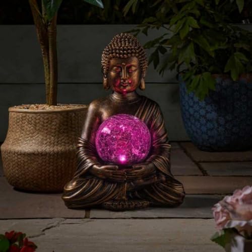 Garden Mile Buddha Garden Ornament Colour Changing LED Garden Lights Solar Powered Waterproof -...