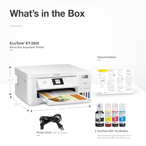 Epson EcoTank ET-2850 Wireless Color All-in-One Cartridge-Free Supertank Printer with Scan, Copy and Auto 2-Sided Printing - White, Medium - image 6