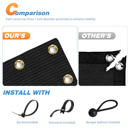 TANG 3' x 55' Balcony Privacy Screen Fence for Apartment Deck Railing, 200GSM Heavy Duty Block Outdoor Privacy Fencing Cover for Patio Porch Backyard Screens, Black