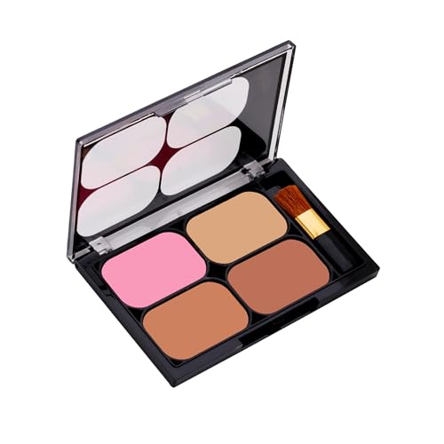 Image of Colors Queen Blush and Highlighter Palette for Face Makeup | Matte Finish, Highly Pigmented & Lightweight Silky Smooth Texture | Blusher and Highlighter Palette with Brush (Multicolor - 02)