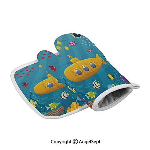 Coral Reef with Colorful Fish Ocean Life Marine Creatures Tropic Kid,Durable Oven Gloves
