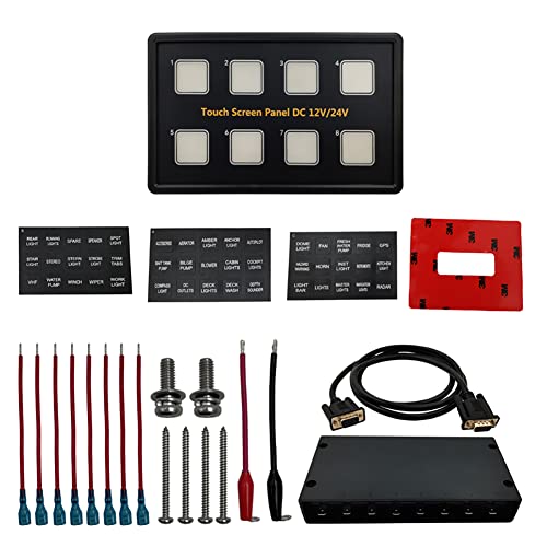 Image of 8 Gang Touch Pad DIY Control Switch Panel for Car Marine Boat Yacht Caravan Camper Truck Trailer UTV Blue LED On-Off Multifunction Touch Control Panel Box
