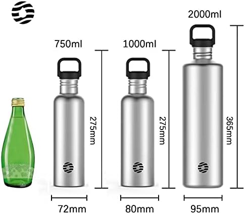 Healter 2L Stainless Steel Water Bottle | 2 Litre Single Wall Water Uninsulated Canteen | Eco Friendly Reusable Bottle | Plastic Free and Leakproof Metal Water Bottle | 2000ml Eco Water Bottle, Sliver