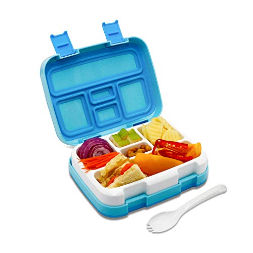 Bento Lunch Box, Bento Box for Kids Leak-proof Microwavable with Removable 5-Compartment Tray