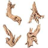 Mirenko 4er Set Natürliches Aquarium Treibholz – Echtholz Deko für Fischaquarium & Terrarium...