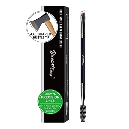 SHARP Fine Line ULTRA THIN Stiff Brow Brushes for PRECISION eyebrows Duo Ended Eyebrow Brush with Spoolie Eyelash Spiral Mascara Brush (Black & Black)