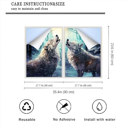 Película adhesiva de ventana privacidad lobos bosque 17.7x23.6 pulg x2 pcs miniatura 2