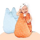 MiKaKid Ganzjahres Babyschlafsack – Schlafsack für Baby - 100% Baumwolle [Gr. 50/52 & 62/68] – Oeko-TEX® Zertifiziert – flauschig & weich - wattierter Baby Schlafsack rot & blau