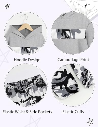 Image of Boys Clothes Boy Outfits 2-Piece Long Sleeve Hoodie and Camouflage Pants Boys Fall Winter Clothes for 6-16 Years