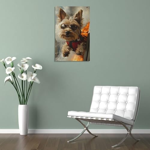 Terrier du Yorkshire tableau pour habiller un mur vide texturé