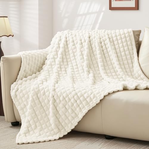 BEDELITE Kuscheldecke Flanell Flauschig, Creme Weiß, 125 x 150 cm – Ansicht 2