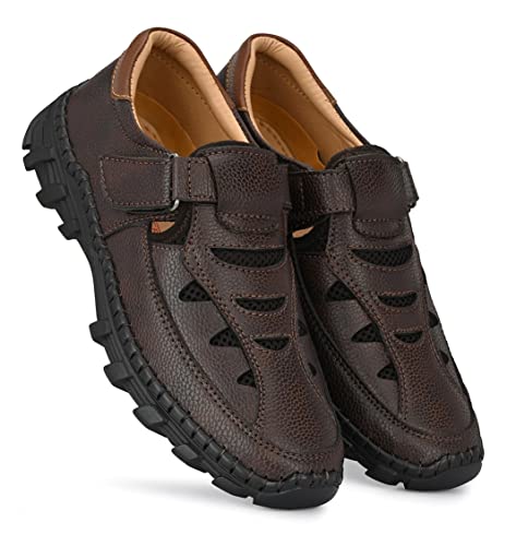 MACTREE Store MACTREE Brown Faux Leather Sandals for Men - 08 UK - Image 4