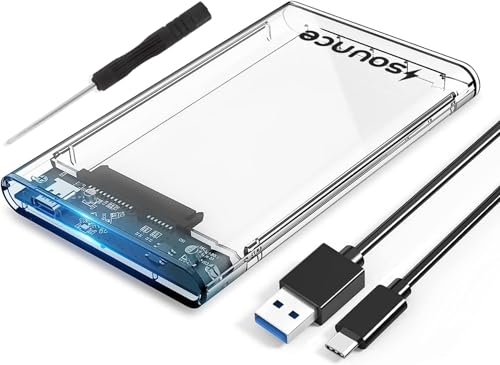 Image of Sounce 2.5 inch SATA SSD Enclosure Case, SATA to USB C 3.1 Tool-Free External Hard Disk Case with Fast Transfer Speed Up to 6 Gbps & Up to 1TB Storage Capacity Compatible for 2.5 SSD /HDD