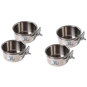 THE DDS STORE Bird Feeding Dish Cups, Parrot Food Bowl Holder-Stainless Steel Coop Cup, Bird Cage Water Bowl for…