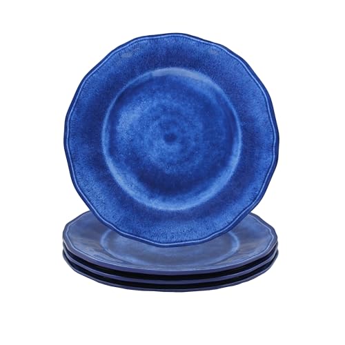 Le Cadeaux Luxury Melamine Salad Plates 9 inch, Set of 4, Campania Blue
