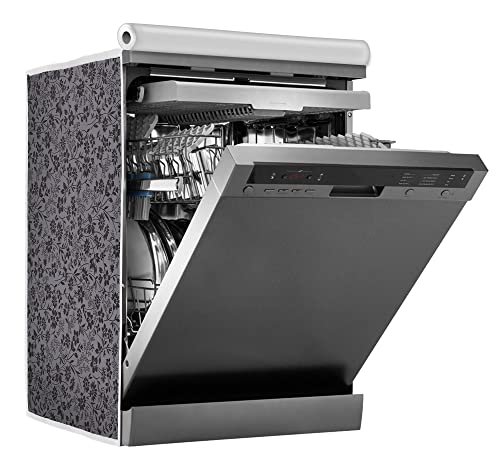 Image of Classic Dishwasher Cover Suitable for LG of 12, 13, 14 and 15 Place Setting (63cmsX63cmsX81cms, Black & Grey)