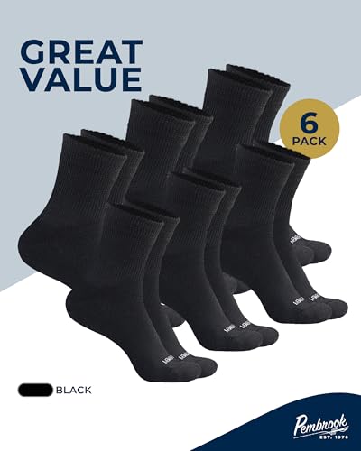Image of Pembrook Knit Diabetic Socks for Men & Women - 6 Pairs, Wide Non Binding Neuropathy Socks for Women, Smooth Toe Seams