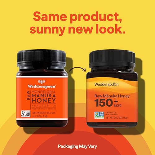 Image of Wedderspoon Raw Manuka Honey 150+ MGO, 35.2 Oz, Unpasteurized New Zealand Honey, Non-GMO, BPA-Free Jar, Superfood & Natural Wellness Support