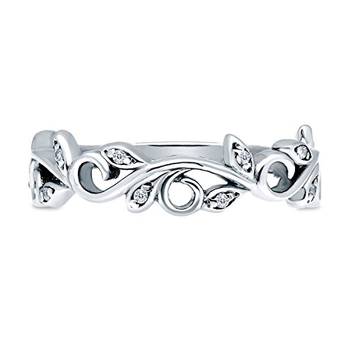 Berricle Sterling Silver Leaf Cubic Zirconia Cz Filigree Fashion Ring For Women, Rhodium Plated Size 10 #TOP1