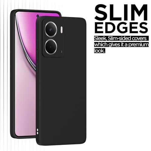 Image of Outlouders Back Cover for Realme P3 5G | Camera Protection | Durable Soft Matte Silicone Bumper Case (Black)