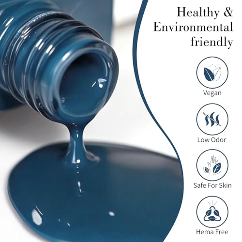 Image of CANNI 9ml Dark Dusk Blue Gel Nail Polish, High Gloss UV LED Soak Off Gel
