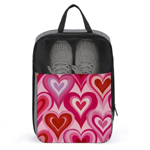 Bolsa de zapatos antipolvo con estampado de corazones para proteger tu calzado diario