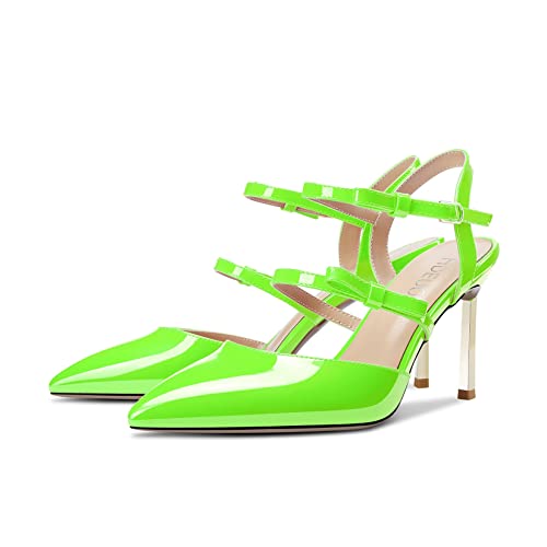 HDEUOLM Women Stiletto High Heel Pointed Toe Sandals Ankle Strap Buckle Bow-knot Party Cute Shoes4