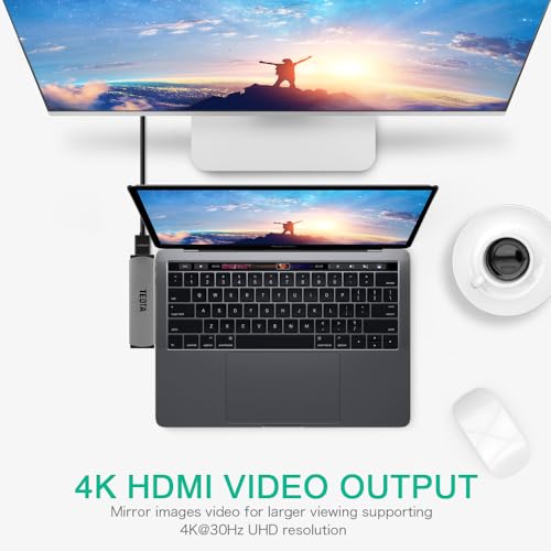 Image of USB C Docking Station 7 in 2 Portable Type C USB HUB with 4K HDMI Port, 2xPower Delivery C Hub, 3.0 High Speed Data Transfer 2xUSB Ports, Micro SD /TF Card Reader for M2, M1 and More (Space Grey)