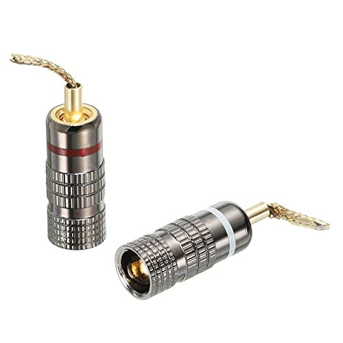 PATIKIL Flex Pin Banana Plugs Gold-Plated Insulated Red White for Speaker Wires Sound Systems, Video Receivers, Home Theater Pack of 2 - Image 4