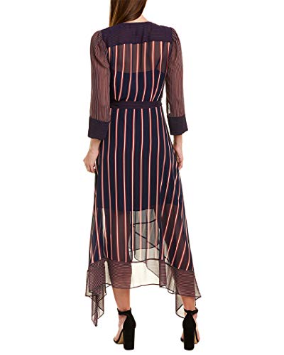 BCBGMAXAZRIA Women's Valet Stripe Asymmetric Wrap Dress