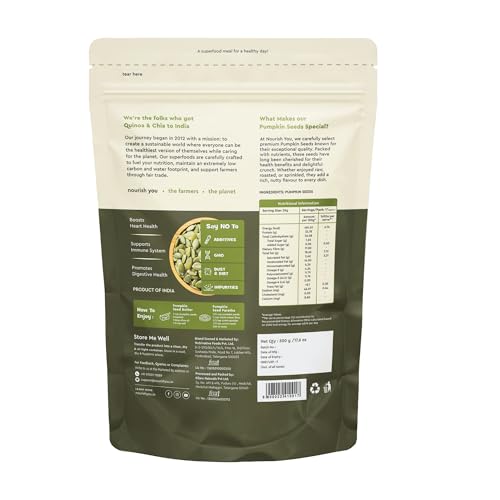 Image of Nourish You Raw Pumpkin Seeds 500 gm | High Fiber, Protein-Rich Superfood | Gluten-Free, Keto-Friendly Snacks | Nutrient-Dense Seeds for Weight Management & Heart Health | Omega-3, Antioxidant Boost