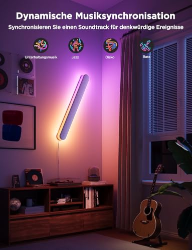 Govee RGBICW Wandleuchte Innen, Smart Wandlampe Kompatibel mit Matter, Alexa & Google Assistant, 1200lm LED Wandleuchte, Musik Sync, Indirekte Beleuchtung für Wohnzimmer, Treppe, Flur, 2 Stück 6