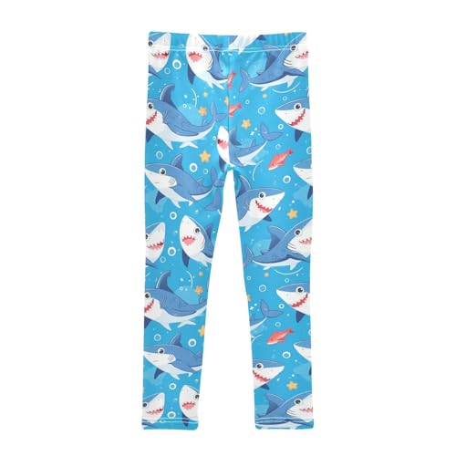 Little Sharks Girls' Leggings Toddler Doodles Cute Kids Yoga Pants Dance Active Tights 4T2