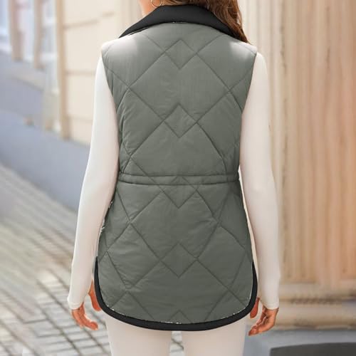 Womens Winter Vests Sleeveless Sherpa Fleece Jacket Zip Up Stand Collar Warm Drawstring Waist Coat with Pockets4